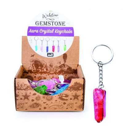 Gemstone Aura Quartz Point Keychain