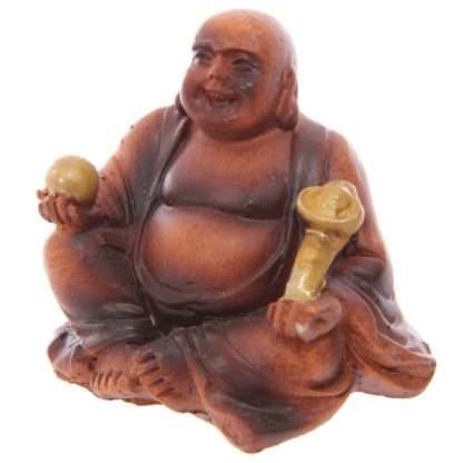 Mini Wood Effect Lucky Buddha Collectable - Image 2