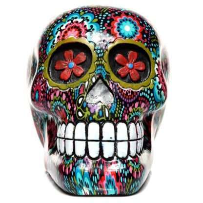 Day of the Dead Floral Print Skull Ornament - Image 2