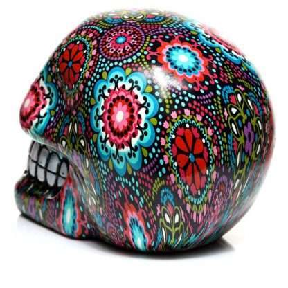 Day of the Dead Floral Print Skull Ornament - Image 4