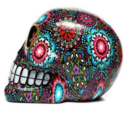 Day of the Dead Floral Print Skull Ornament - Image 5