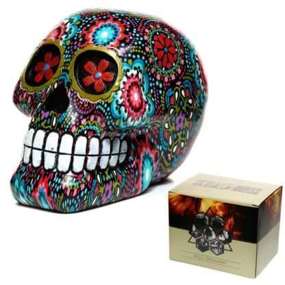 Day of the Dead Floral Print Skull Ornament - Image 7