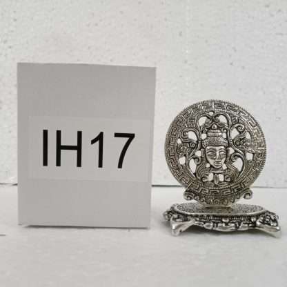 White Metal Round Buddha Head Incense Holder - Image 3
