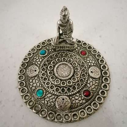 White Metal Round Buddha Incense Holder - Image 4