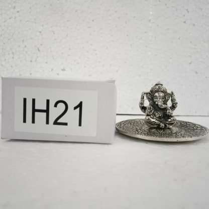White Metal Round Ganesha Incense Holder - Image 3