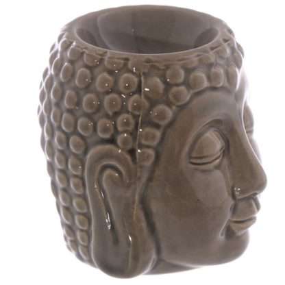 Small Crackle Glaze Ceramic Buddha Head Oil Burner - Image 8