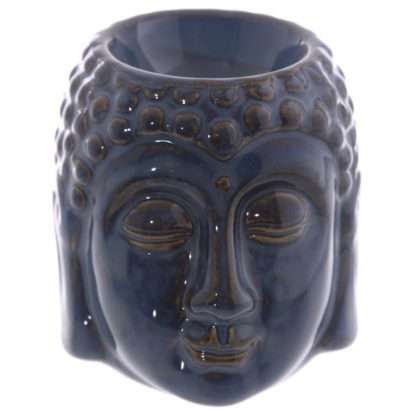 Small Crackle Glaze Ceramic Buddha Head Oil Burner - Image 9