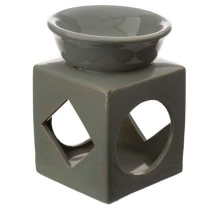 Eden Cube Ceramic Oil and Wax Burner with Geometric Cut-out - Image 2