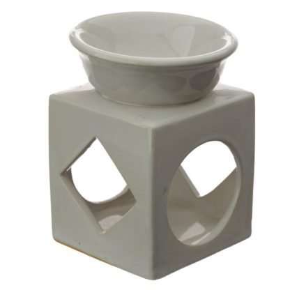 Eden Cube Ceramic Oil and Wax Burner with Geometric Cut-out - Image 3
