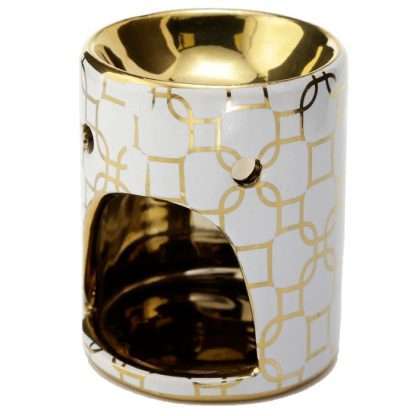 Eden Metallic Gold Geometric Ceramic Mini Oil Burner - Image 3