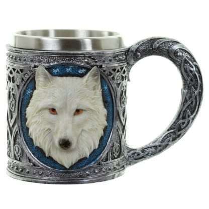 Decorative White Wolf Tankard - Image 3