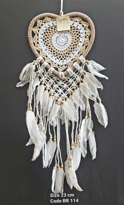 Dreamcatcher White Crochet Heart 23cm