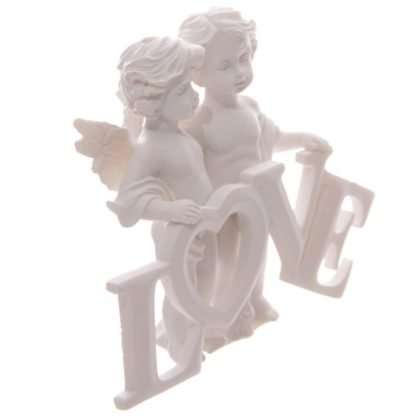 Cherubs Pair Holding LOVE Letters - Image 4