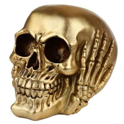 Set of 3 Hear No Speak No See No Evil Gold Skulls - Image 2