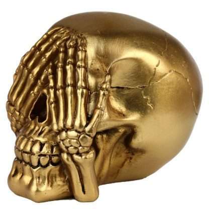 Set of 3 Hear No Speak No See No Evil Gold Skulls - Image 4