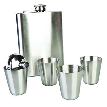Flask Set with Four Shot Glasses