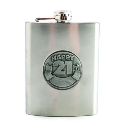 21st Engravable Metal Flask