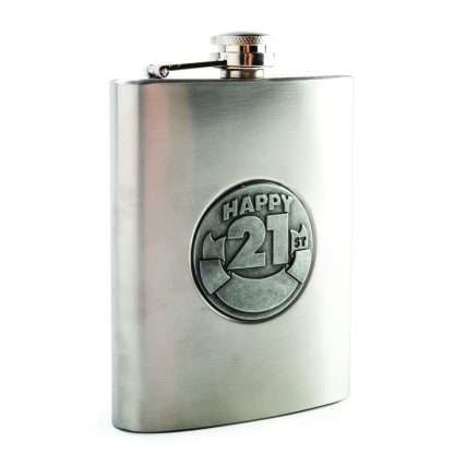 21st Engravable Metal Flask - Image 3