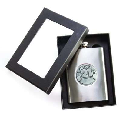 21st Engravable Metal Flask - Image 5