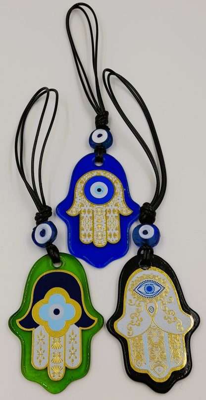 Turkish Glass Hamsa with Evil Eye Wall Hanging- Assorted - Image 2