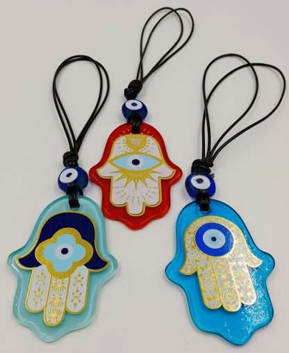 Turkish Glass Hamsa with Evil Eye Wall Hanging- Assorted - Image 5
