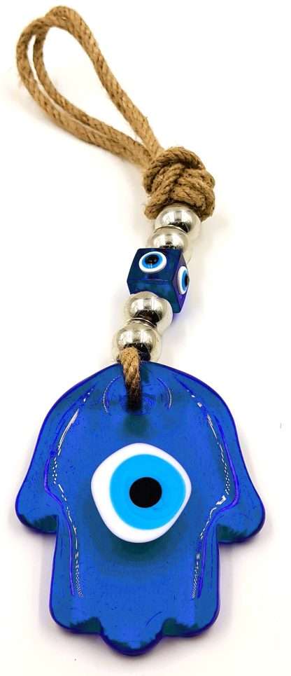 Turkish Glass Hamsa Evil Eye Wall Hanging - Image 2