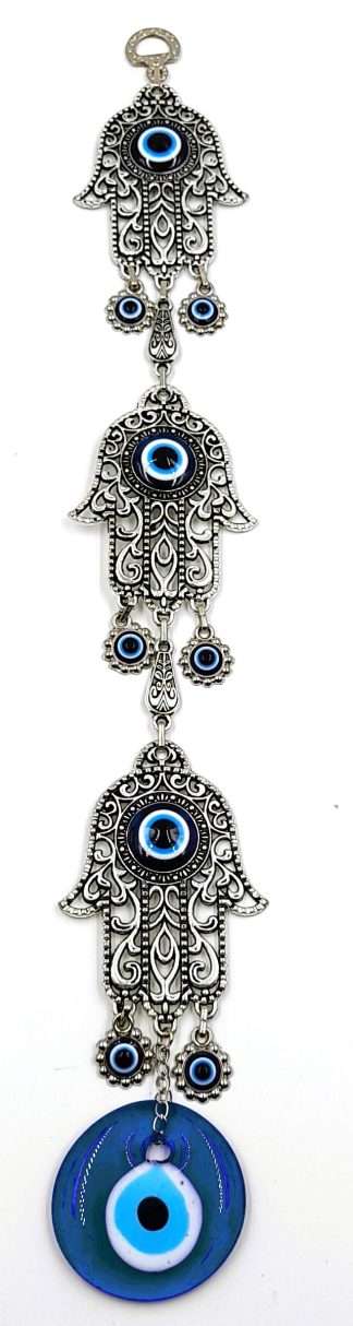 Hamsa Evil Eye Metal and Glass Wall Hanging