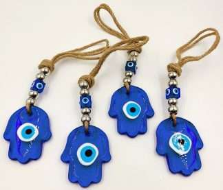Turkish Glass Hamsa Evil Eye Wall Hanging