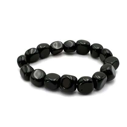 Large Beaded Bracelet Black Obsidian - Image 2