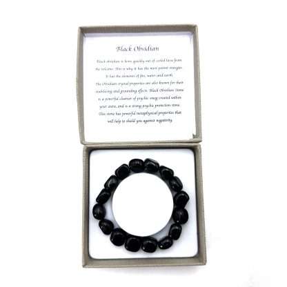 Large Beaded Bracelet Black Obsidian - Image 3