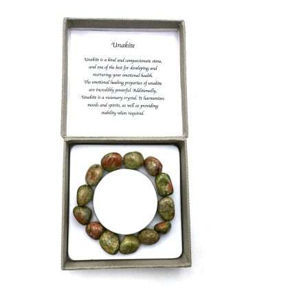 Large Beaded Bracelet Dark Unakite - Image 3