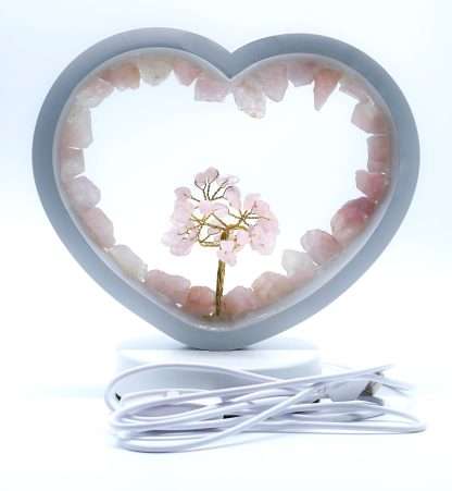 Rose Quartz LED USB Lamp with Gemstone Tree