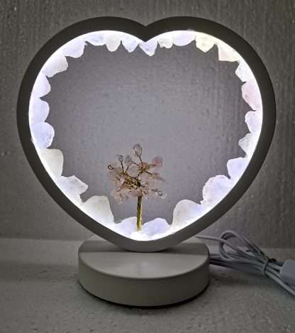 Rose Quartz LED USB Lamp with Gemstone Tree - Image 4