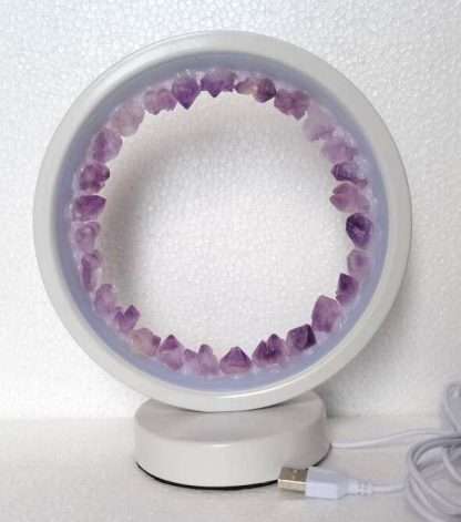 Natural Amethyst Crystal LED USB Table Lamp - Image 4