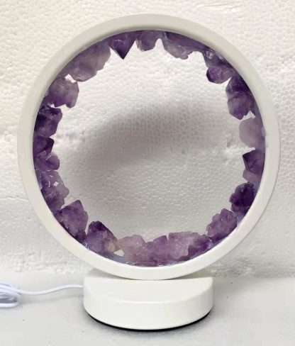 Natural Amethyst Crystal LED USB Table Lamp - Image 3