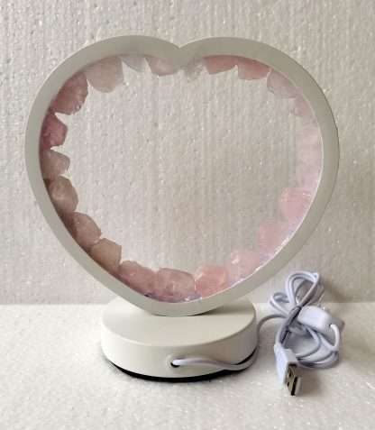 Rose Quartz Crystal LED USB Table Lamp - Image 2