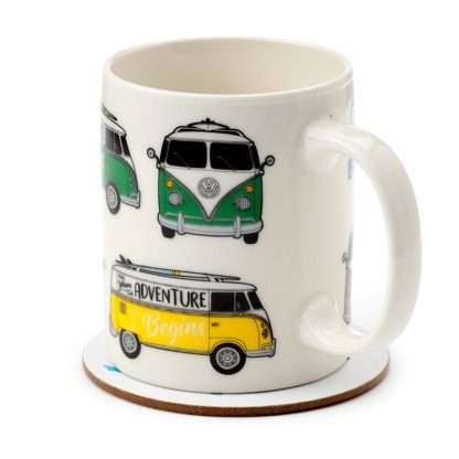 Volkswagen VW T1 Camper Bus Porcelain Mug & Coaster Set - Image 4