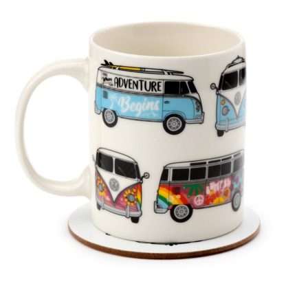 Volkswagen VW T1 Camper Bus Porcelain Mug & Coaster Set - Image 5