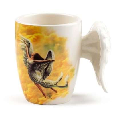 Angel Wings Ceramic Shaped Handle Mug with Decal - Image 3