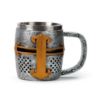 Decorative Medieval Knight Silver & Gold Helmet Tankard - Image 2