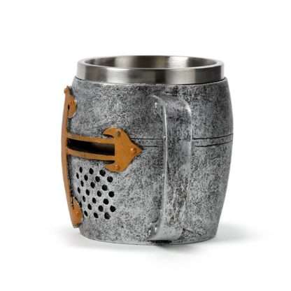 Decorative Medieval Knight Silver & Gold Helmet Tankard - Image 4