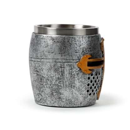 Decorative Medieval Knight Silver & Gold Helmet Tankard - Image 7