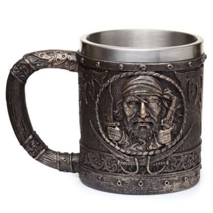 Decorative Brushed Gold Wood Effect Pirate Tankard - Image 3