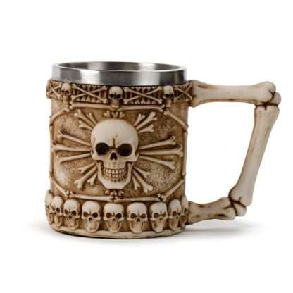 Decorative Skull & Bone Tankard with Bone Handle - Image 2