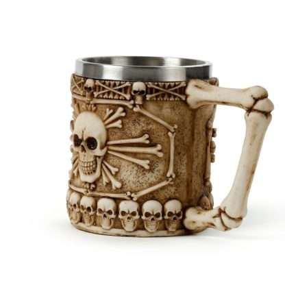 Decorative Skull & Bone Tankard with Bone Handle - Image 3