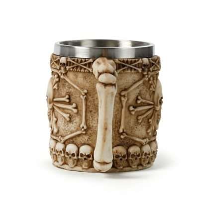 Decorative Skull & Bone Tankard with Bone Handle - Image 4