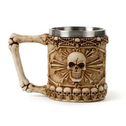 Decorative Skull & Bone Tankard with Bone Handle - Image 5