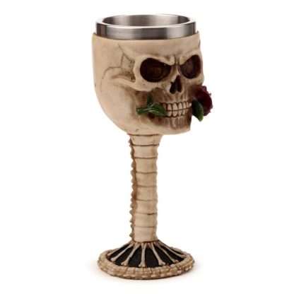 Decorative Skulls with Red Rose in Mouth Goblet - Image 2