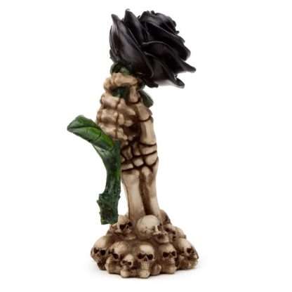 Skeleton Hand Holding Black Rose Decoration - Image 3