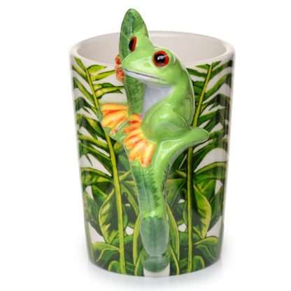 Tree Frog with Foliage Decal Ceramic Shaped Handle Mug - Image 2